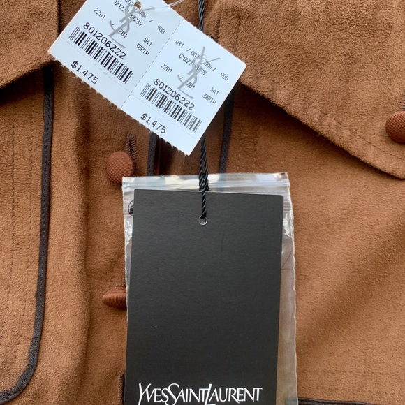 Beautiful, soft, brown suede YSL Never Tag